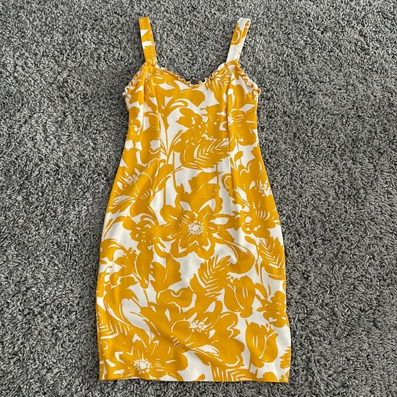 Trina Trina Turk Women's Emotion Floral-Print Midi Yellow Dress Size 12